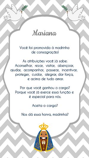 Convite Padrinhos de Consagração Nossa Senhora para Editar Online