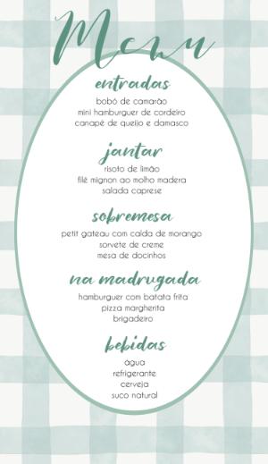 Menu de Casamento Xadrez Delicado para Editar Online