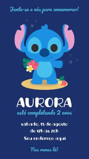 Convite de Aniversário do Stitch para Editar Online