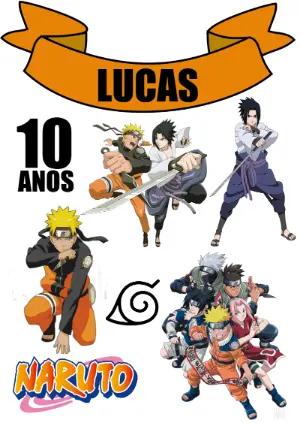 Topo de Bolo Aniversário Naruto para Editar Online