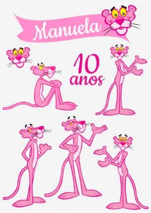 Topo de Bolo Pantera Cor de Rosa para Editar Online