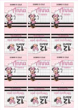 Capa para Pirulito Aniversário Minnie Rosa para Editar Online