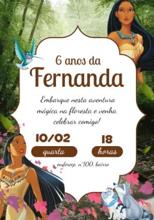 Convite Aniversário Pocahontas para Editar Online
