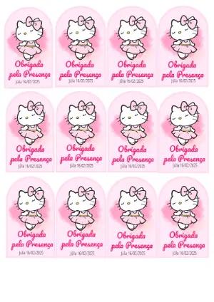 Tag de Agradecimento Hello Kitty Bailarina para Editar Online