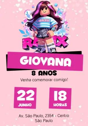 Convite de Aniversário Roblox Menina para Editar Online
