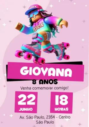Convite Aniversário Roblox Menina Gamer para Editar Online