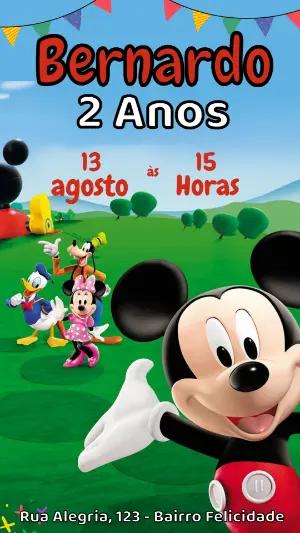 Convite de Aniversário Mickey Mouse para Editar Online