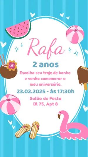 Convite Aniversário Pool Party Infantil para Editar Online