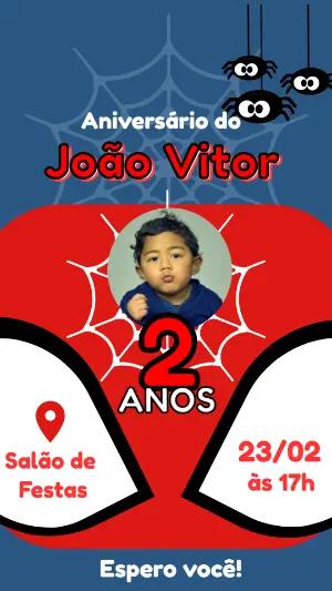 Convite Aniversário Homem Aranha com Foto para Editar Online