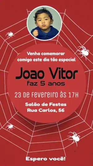Convite Aniversário Homem Aranha com Foto para Editar Online