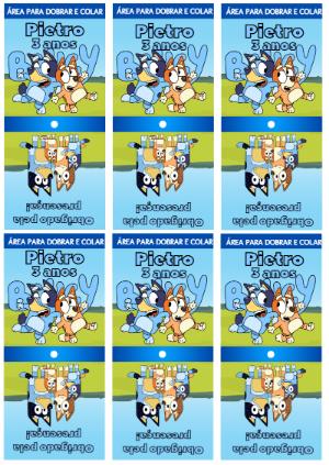 Capa para Pirulito Aniversário Bluey e Bingo para Editar Online
