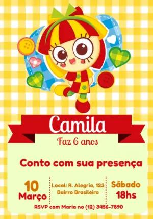 Convite Aniversário Emília Sítio do Picapau Amarelo para Editar