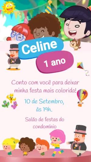 Convite Animado Aniversário Mundo Bita para Editar Online