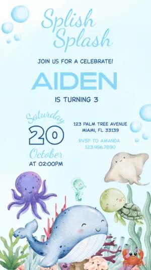 Cute Under the Sea Birthday Invitation | Editable Template