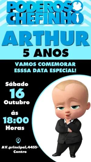 Convite de Aniversário O Poderoso Chefinho para Editar Online