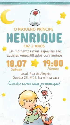 Convite de Aniversário Pequeno Príncipe Fofo para Editar
