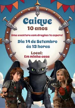 Convite Aniversário Como Treinar Seu Dragão para Editar Online
