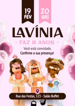 Convite de Aniversário Roblox Menina para Editar Online