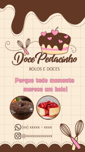 Cartão de Visita para Confeitaria com Bolo Editável Online
