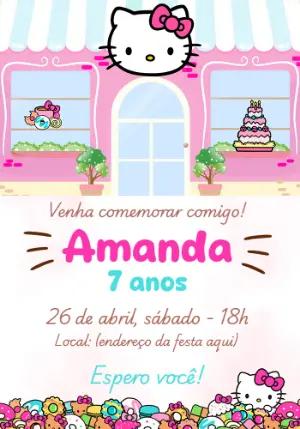 Convite de Aniversário Hello Kitty para Editar Online
