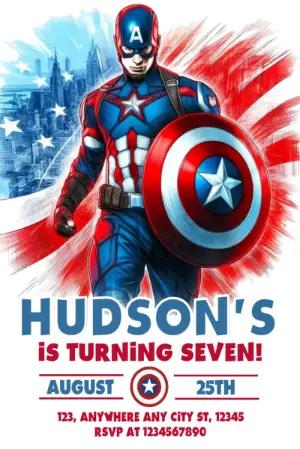 Captain America Birthday Invitation Editable Template