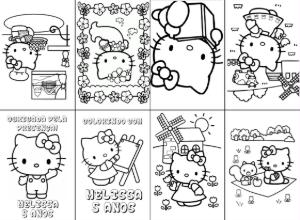 Mini Livro de Colorir Hello Kitty Editável para Festa