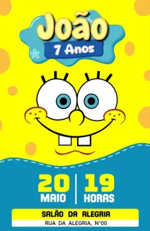 Convite Aniversário Bob Esponja para Editar Online