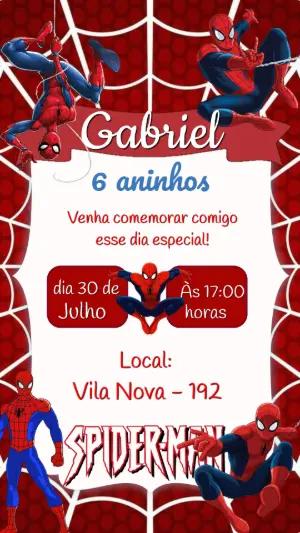Convite de Aniversário Homem-Aranha Vermelho para Editar
