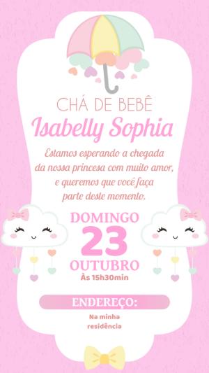 Convite Chá de Bebê Chuva de Amor para Editar Online