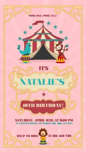 Editable Circus Birthday Invitation Template for Kids