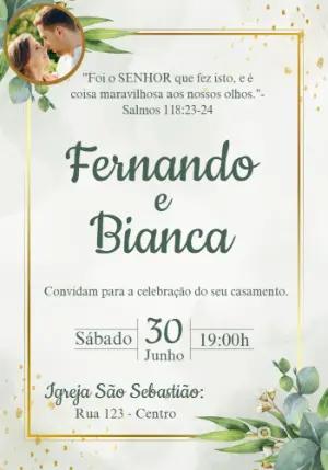Convite de Casamento Folhagens com Foto para Editar Online