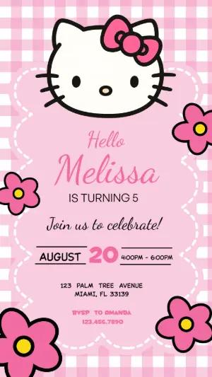 Hello Kitty Birthday Invitation | Editable Digital Template