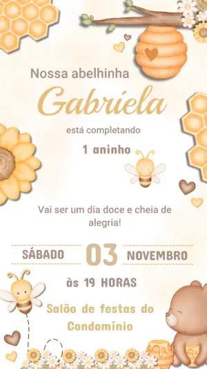 Convite Aniversário Abelhinha Aquarela Modelo Editável