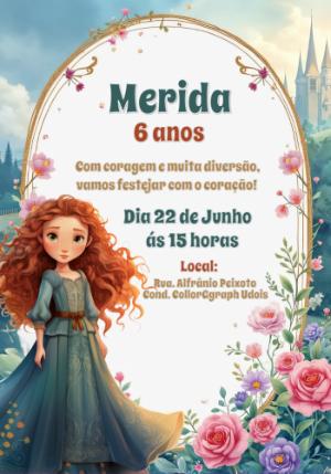 Convite de Aniversário Merida Valente para Editar Online
