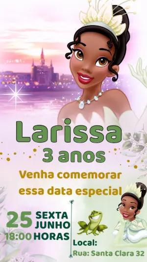 Convite de Aniversário Princesa Tiana para Editar