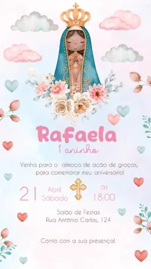 Convite Animado Aniversário Nossa Senhora para Editar Online