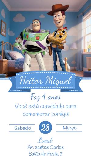 Convite de Aniversário Infantil Toy Story Editável