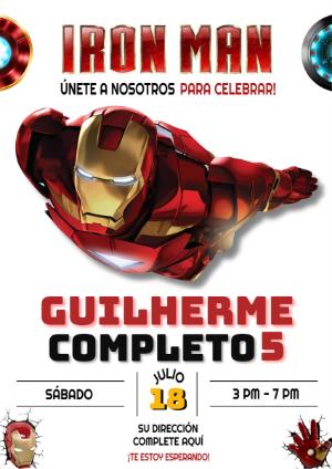 Invitación Digital de Iron Man para Cumpleaños Editable