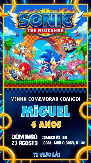 Convite de Aniversário Sonic: Modelo Digital Editável
