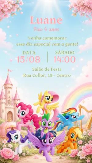 Convite de Aniversário My Little Pony para Editar Online