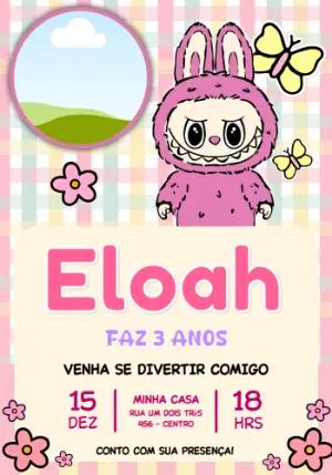 Convite de Aniversário Labubus Editável com Foto