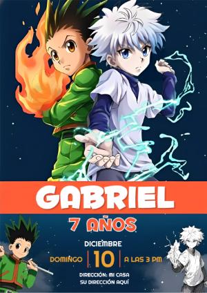 Invitación de Cumpleaños Anime Hunter x Hunter Editable