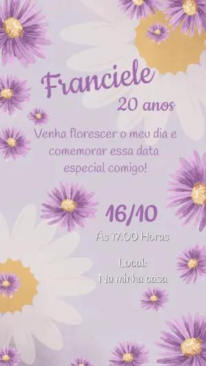 Convite Aniversário Jardim das Margaridas para Editar Online