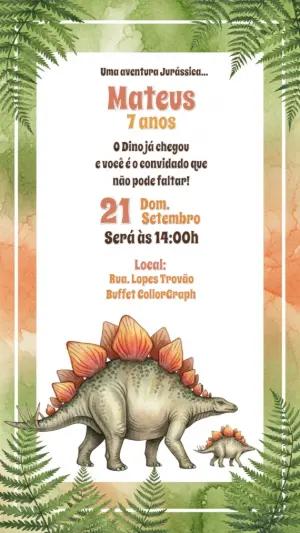 Convite Aniversário Dinossauro Jurassic Editável Online