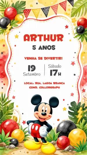 Convite de Aniversário Mickey Safari Editável