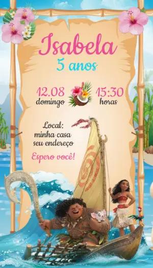 Convite Digital Moana Aventura no Mar para Editar