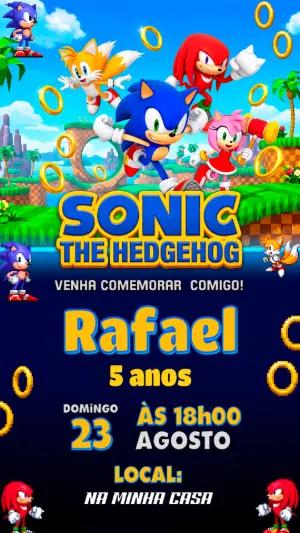 Convite de Aniversário Sonic: Modelo Digital Editável