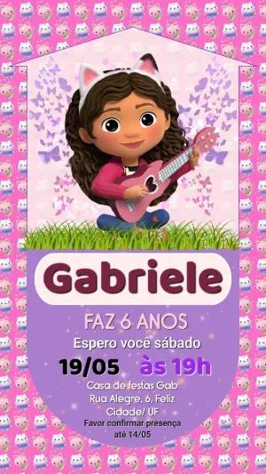 Convite de Aniversário Casa Mágica da Gabby Modelo Editável