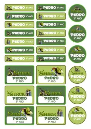 Kit de Etiquetas Escolares do Shrek Editável para Volta às Aulas