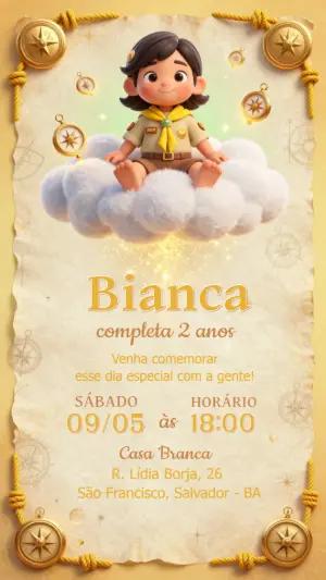 Convite de Aniversário Infantil Exploradora Aventura para Editar